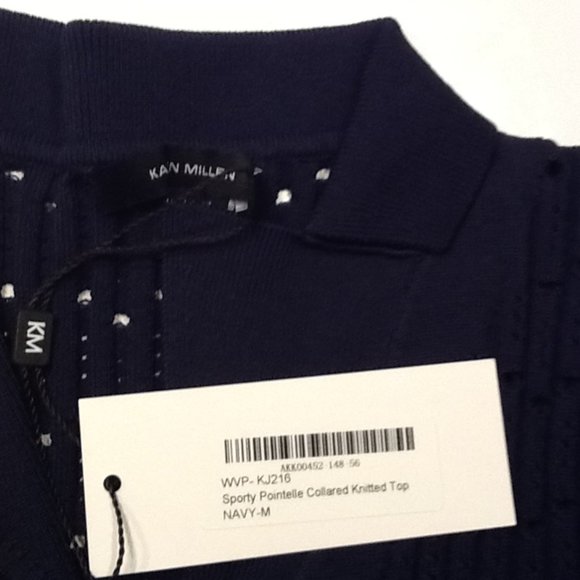 " SPORTY POINTELLE COLLARED KNITTED TOP "  from  KAREN MILLEN - Picture 5 of 5